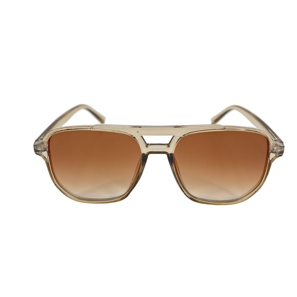 Oversized Aviator Sunglasses Champagne Clear Brown Gradient Retro 70s Y2K NWT